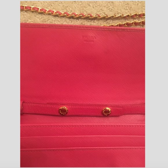 Pink Prada Saffiano Wallet on Chain - Picture 3 of 8